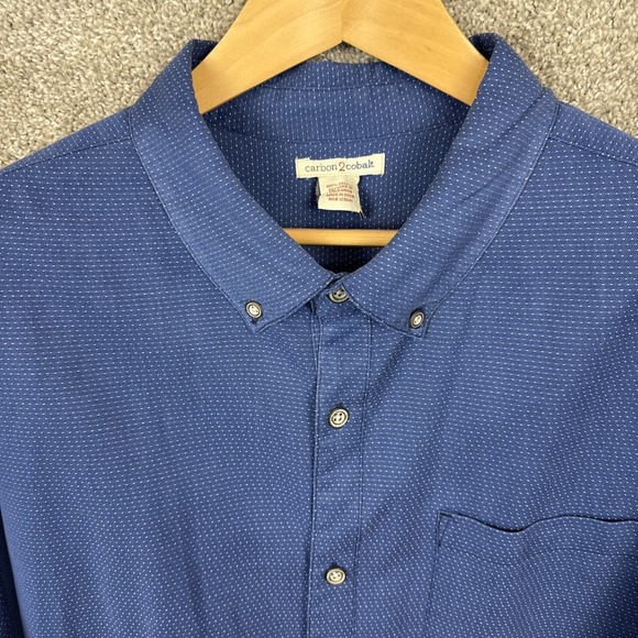 Carbon 2 Cobalt Long Sleeve Button Down Shirt Men's XL Blue Polka Dot - Picture 1 of 8